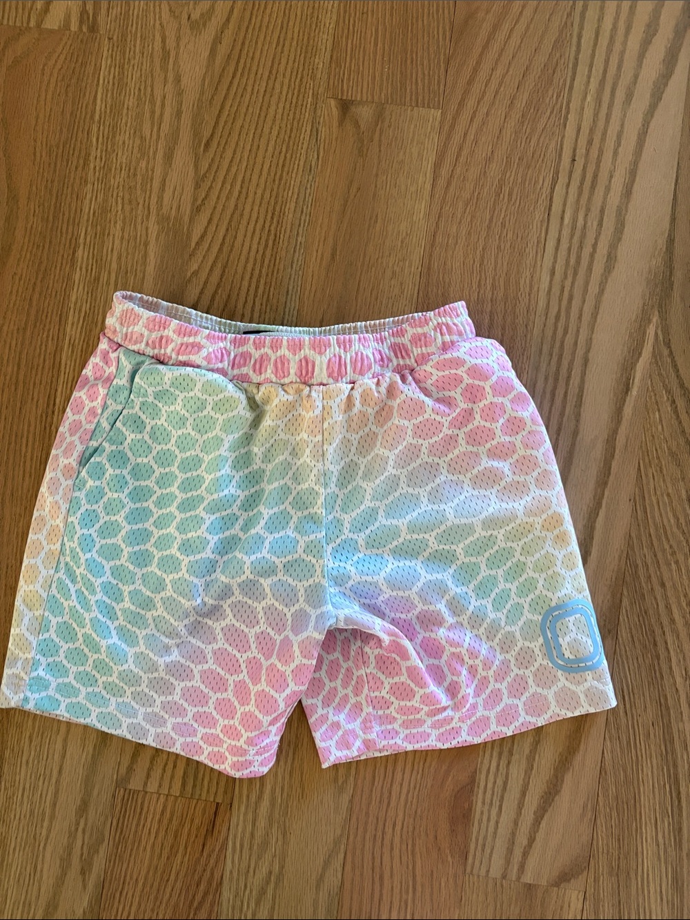 Kids Pastel Matching Rainbow Mesh Shorts with Elastic Waist